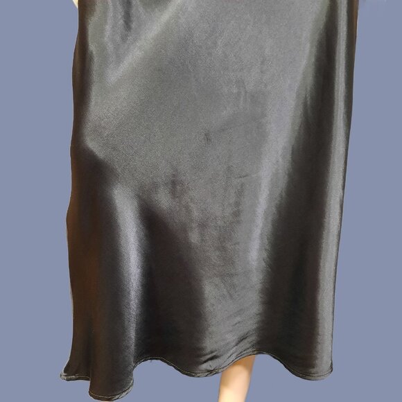 Vintage 80s Black Satin Art Deco Dress Womens S Sleeveless Full Length Evening - Picture 4 of 8